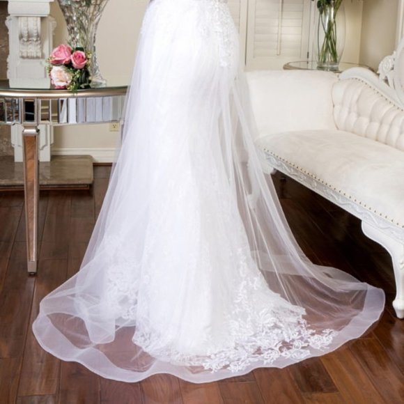 NEW SLEEVELESS OFF THE SHOULDER SHEATH WEDDING GOWN EMBROIDERED WITH LACE GL1946 - Picture 13 of 13